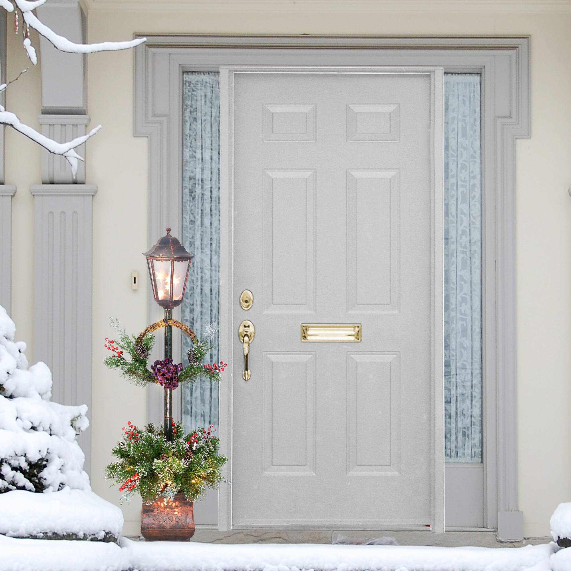 6 Pack: 4ft. Lighted Christmas Lamp Post Decoration